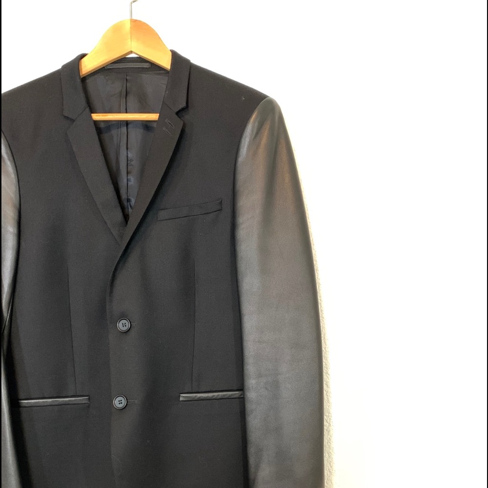 The Kooples Swift Flanelle Lambskin Leather Blazer - Picture 3 of 8